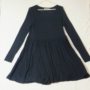 Kimchi Blue Urban Outfitters Dress Womens Large Blue Long Sleeves Raw Hem Knee